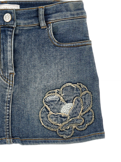 Embroidered denim skirt