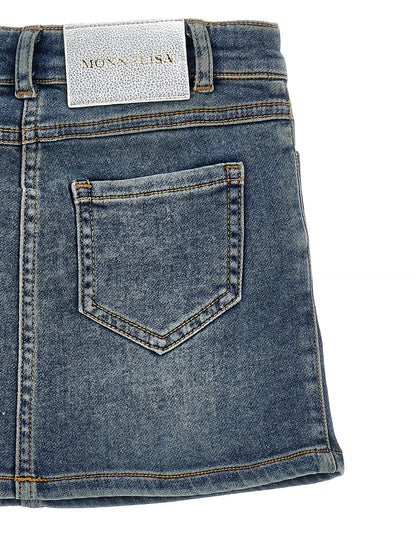 Embroidered denim skirt