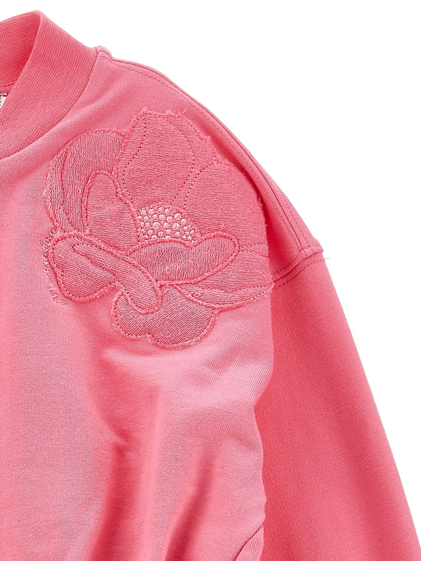 Zip-up sweatshirt with anemone embroidery