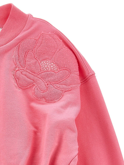 Zip-up sweatshirt with anemone embroidery