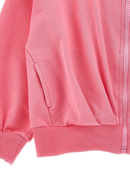 Zip-up sweatshirt with anemone embroidery