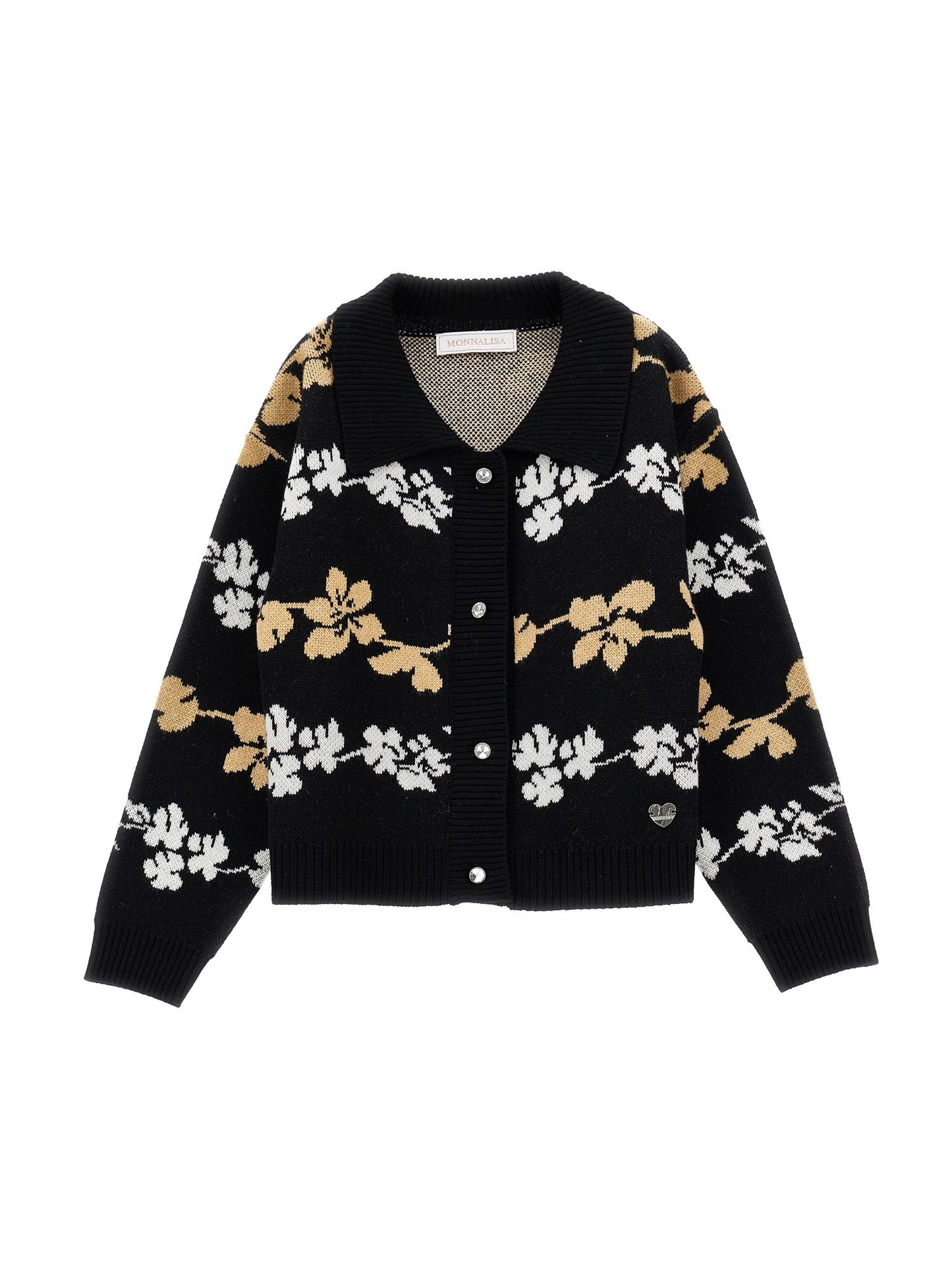 Jacquard cardigan with collar