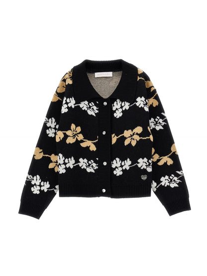 Jacquard cardigan with collar