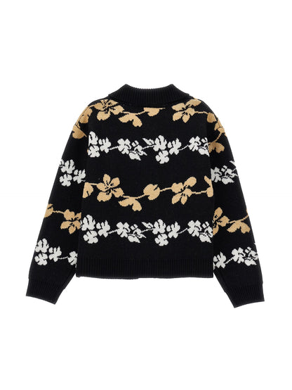 Jacquard cardigan with collar