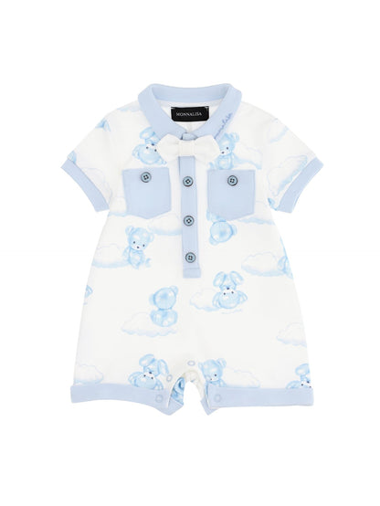 Cotton romper with bow tie