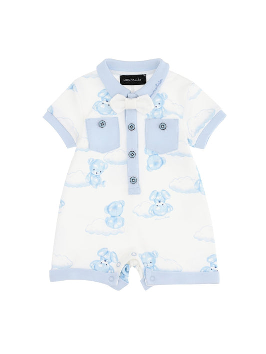Cotton romper with bow tie