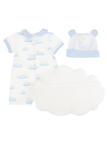 Layette set, onesie, hat and pillow