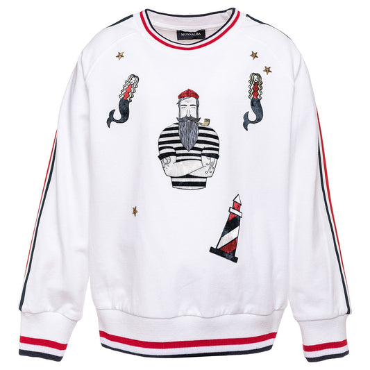 Felpa chiusa con applicazioni in ciniglia