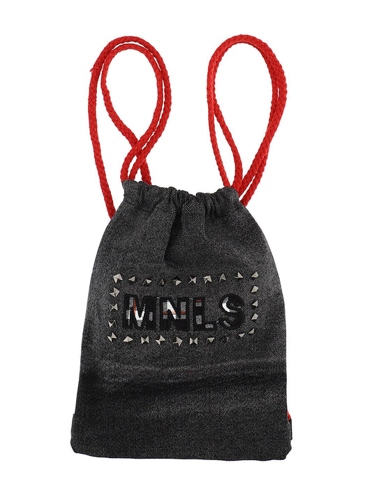 Denim-effect sweatshirt shoe bag