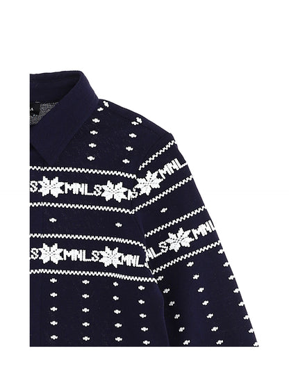 Mountain print piquet shirt