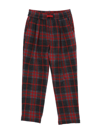 Knitted check trousers