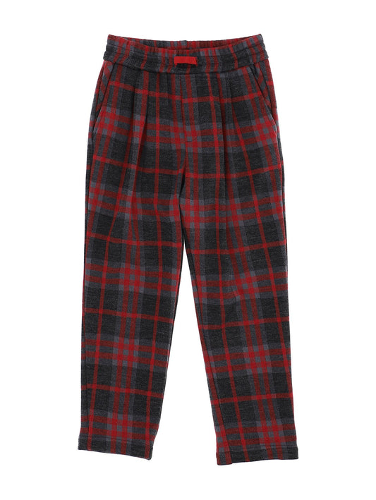 Knitted check trousers