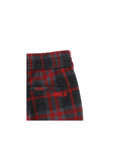 Knitted check trousers