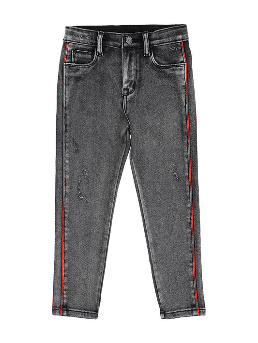 Denim effect sweatpants with profiles