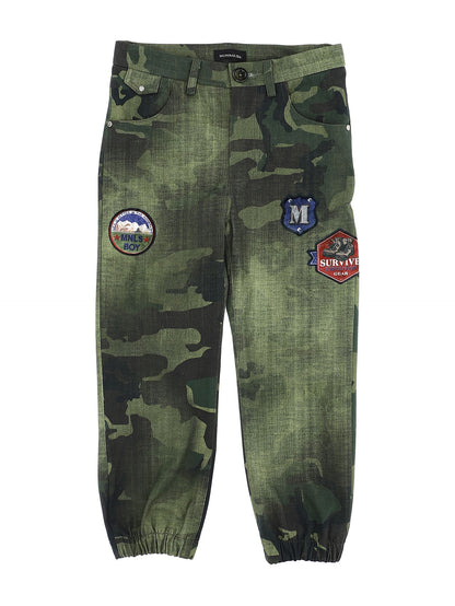 Camouflage patch gabardine trousers