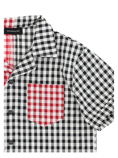 Two-tone gingham shirt