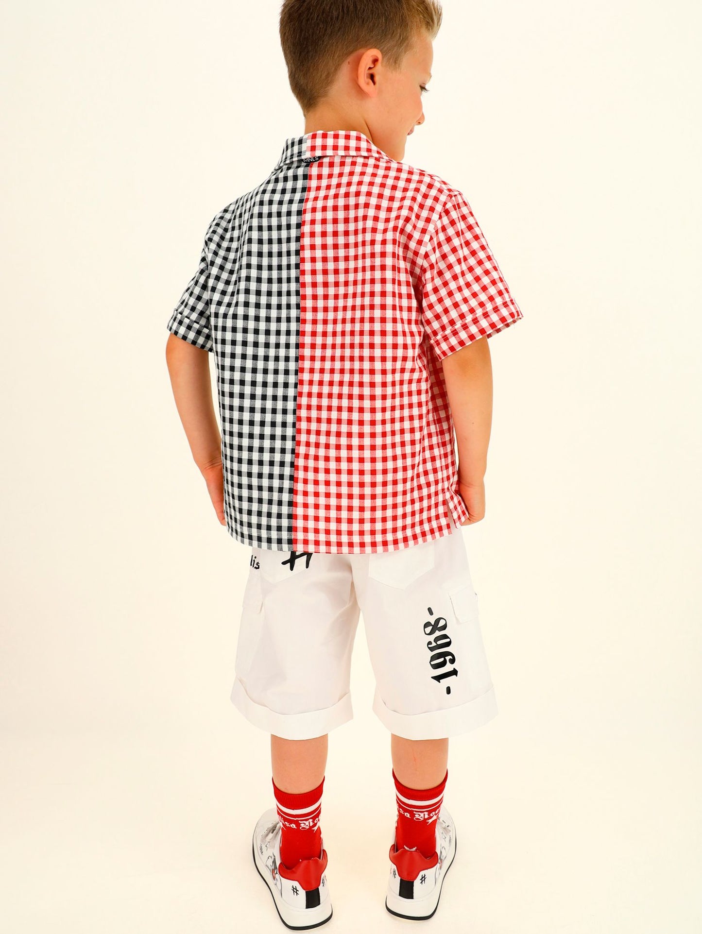 Two-tone gingham shirt