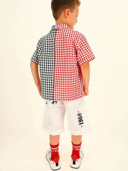 Two-tone gingham shirt
