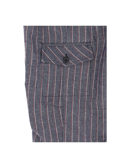 Pinstriped denim trousers