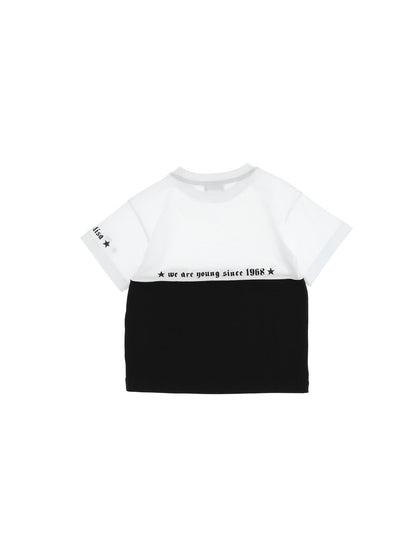 Two-tone jersey T-shirt with logo