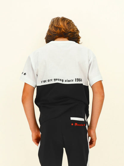 Two-tone jersey T-shirt with logo