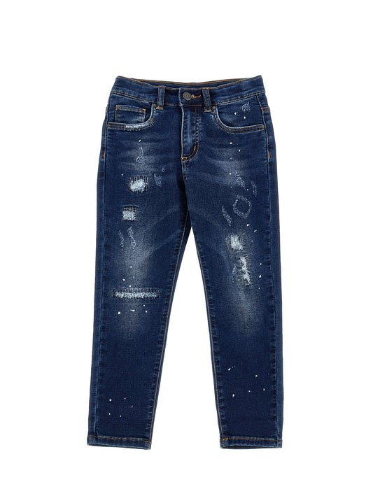 Vintage-effect denim jeans