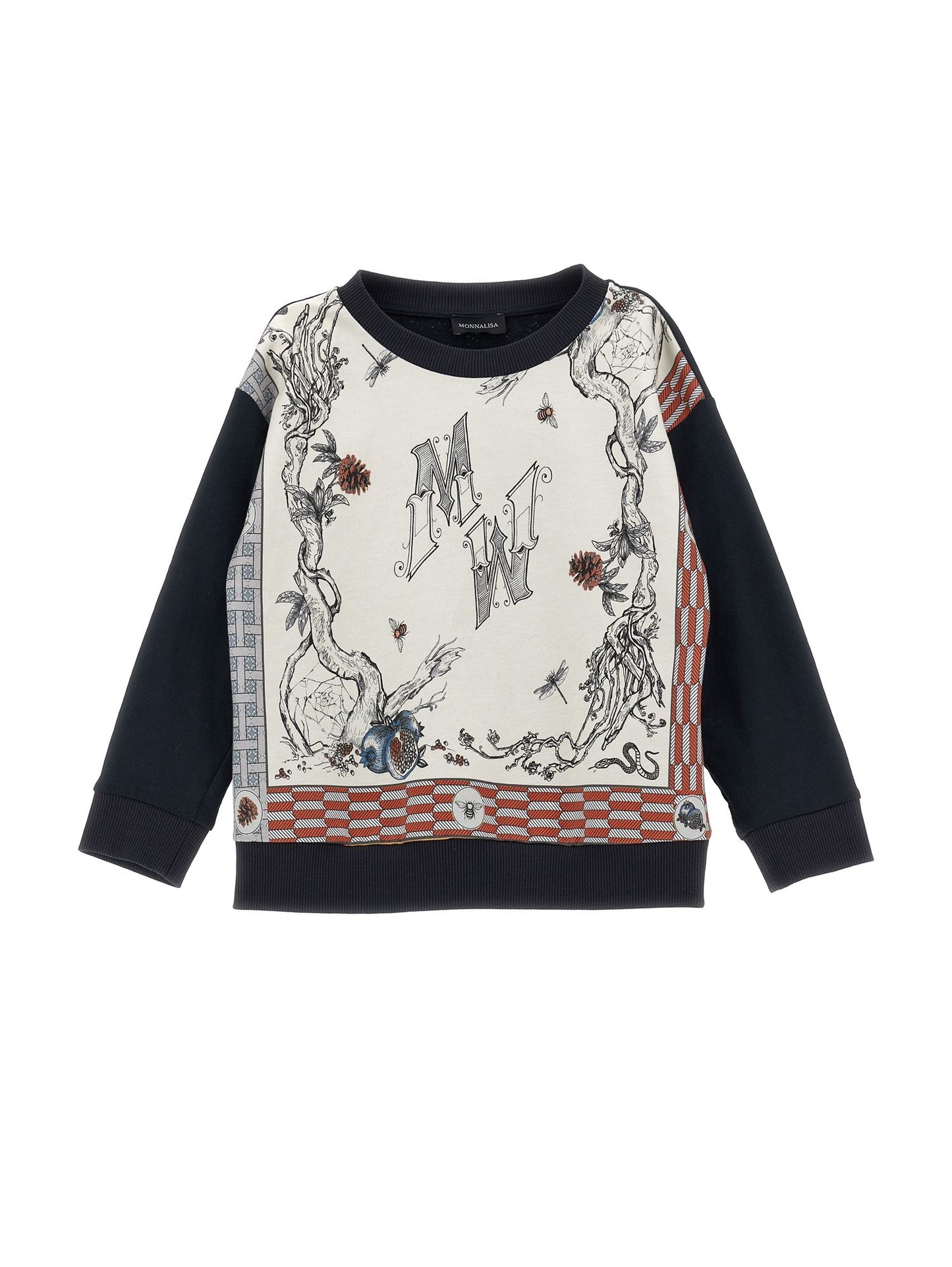 Scarf print cotton sweatshirt