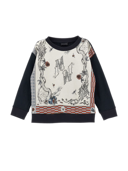 Scarf print cotton sweatshirt