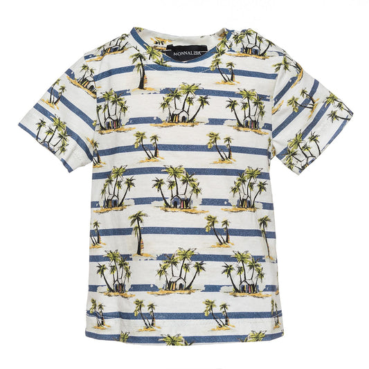 T-shirt cotone a righe palme