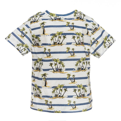 T-shirt cotone a righe palme