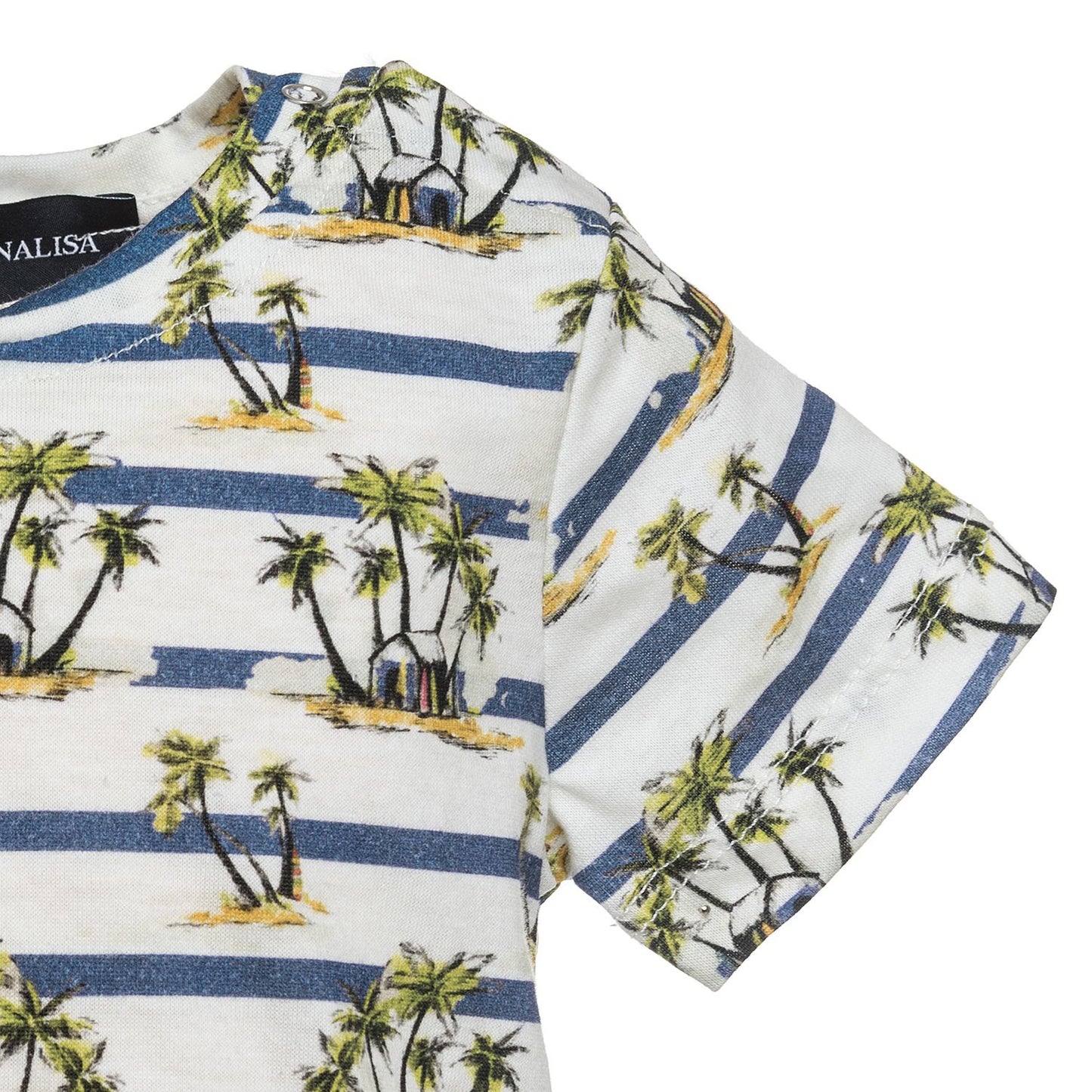 T-shirt cotone a righe palme