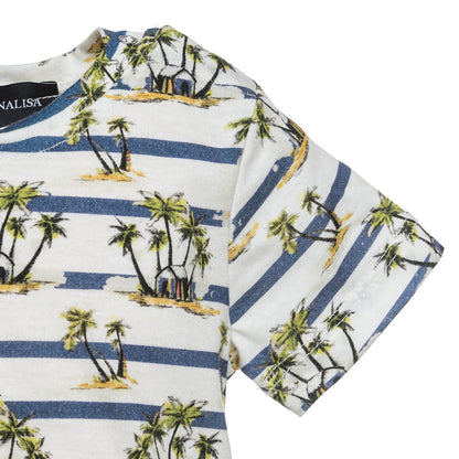 T-shirt cotone a righe palme