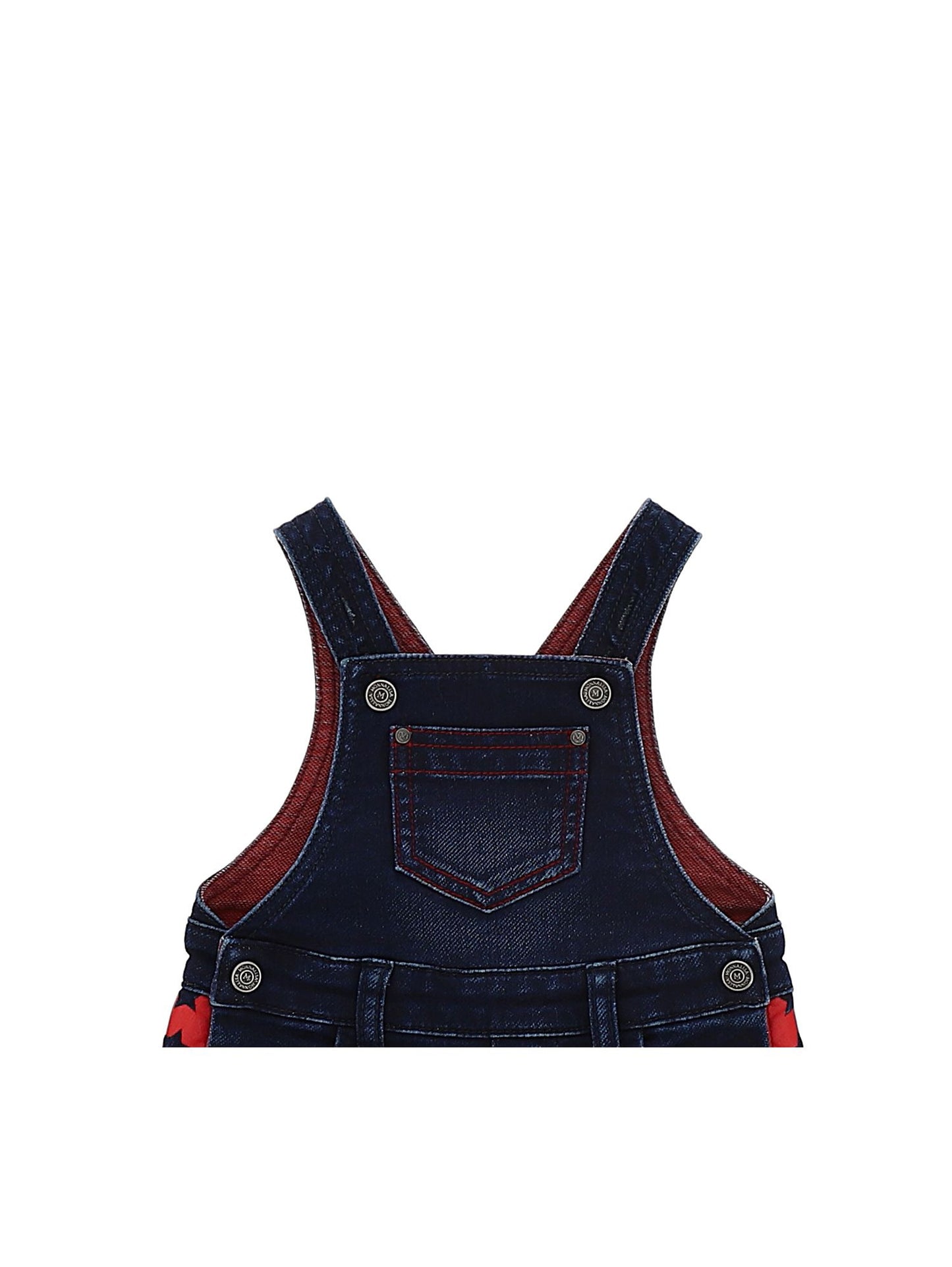 Salopette felpa effetto denim bande