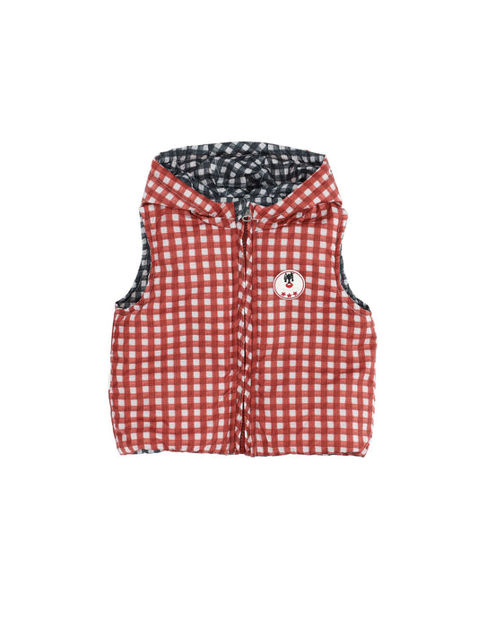 Gilet nylon vichy con cappuccio