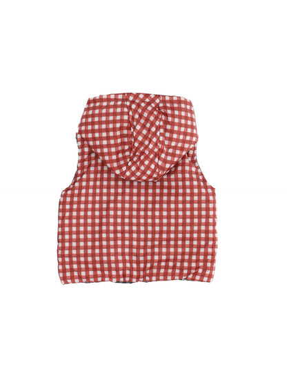 Gilet nylon vichy con cappuccio