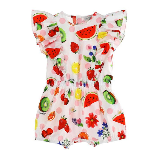 Playsuit with shorts, fruit print