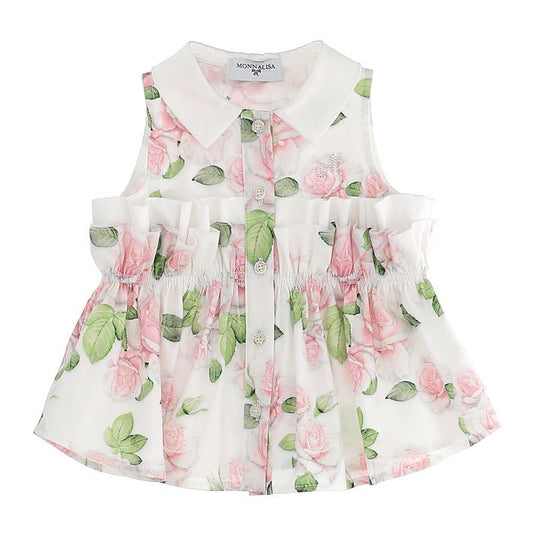 Poplin blouse with roses