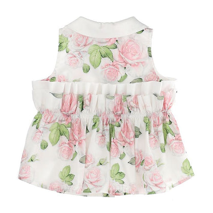 Poplin blouse with roses
