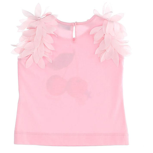Canotta in cotone con petali applicati