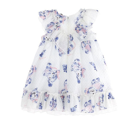 Sangallo and tulle dress with animal print