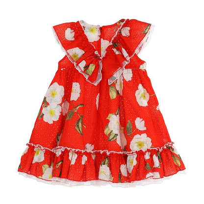 Sangallo and tulle dress with floral print