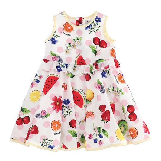 Poplin dress with fruit print