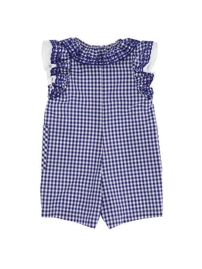 Vichy jumpsuit with embroidery and ruffles
