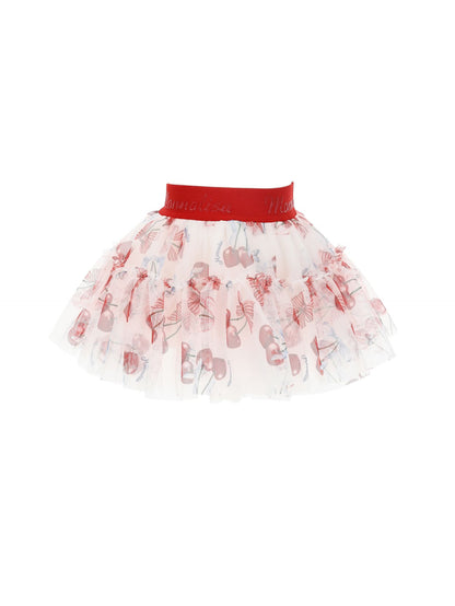 Cherry print tulle skirt