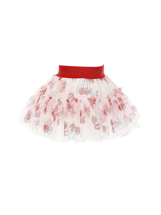 Cherry print tulle skirt