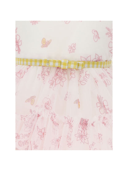 Floral tulle dress with belt