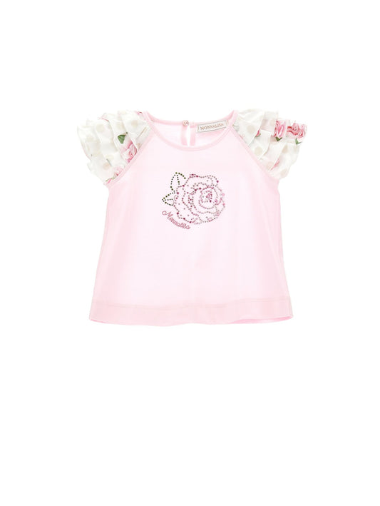 T-shirt en coton à manches frou-frou