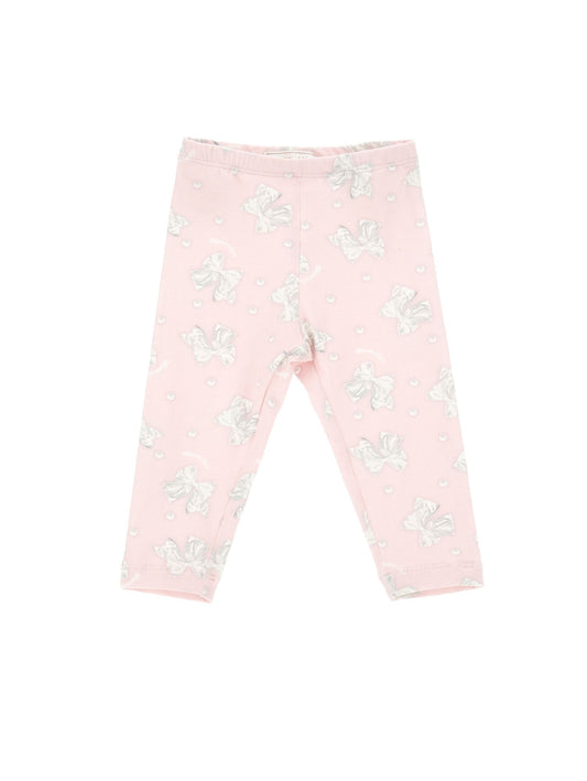 Jersey leggings with bows and pearls