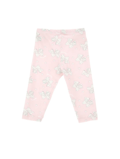 Jersey leggings with bows and pearls