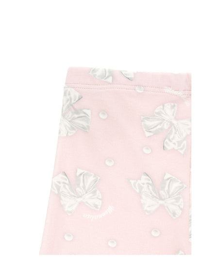 Jersey leggings with bows and pearls